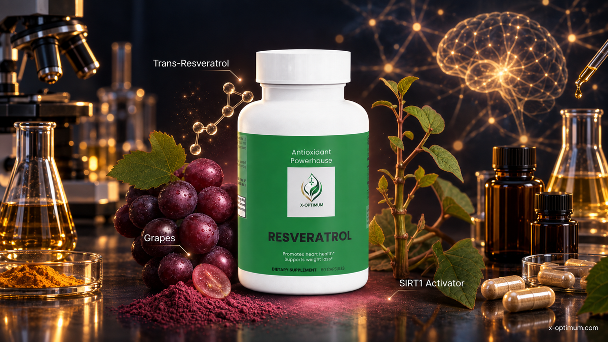 Editorial lab still of capsules, turmeric, and neural lighting for a Grain Brain-style supplement protocol