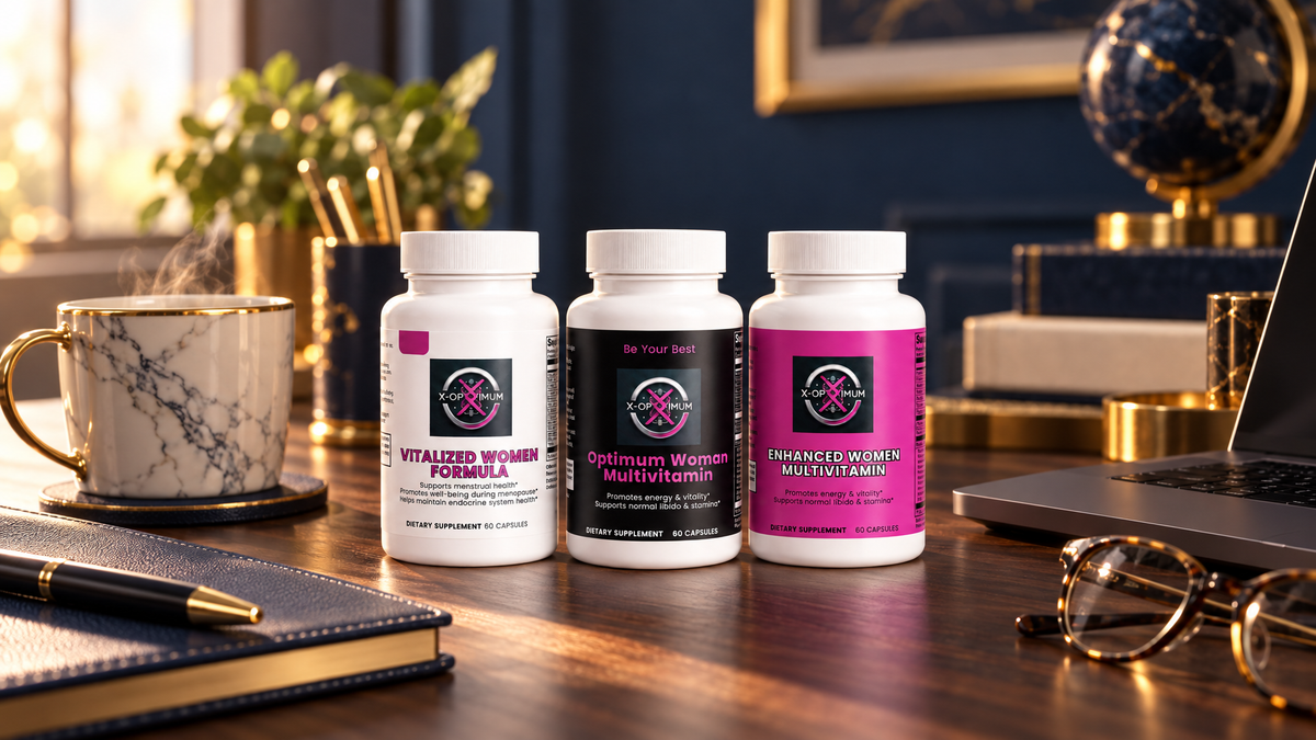 Women's Bundle three-layer supplement protocol on a desk