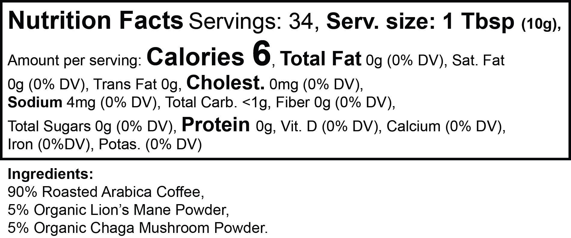 Vitality Mushroom Fusion Coffee - Lion's Mane + Chaga (Medium Roast)
