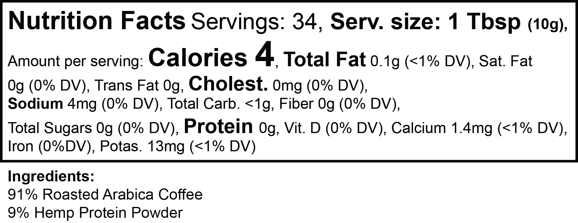Hemp Protein Fusion Coffee (Medium Roast)