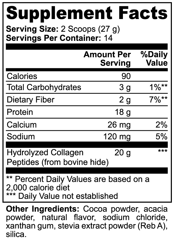 Grass-Fed Bovine Collagen Peptides Powder (Chocolate)